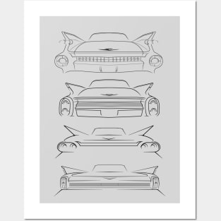 Evolution of the Cadillac Tail Fin - black Posters and Art